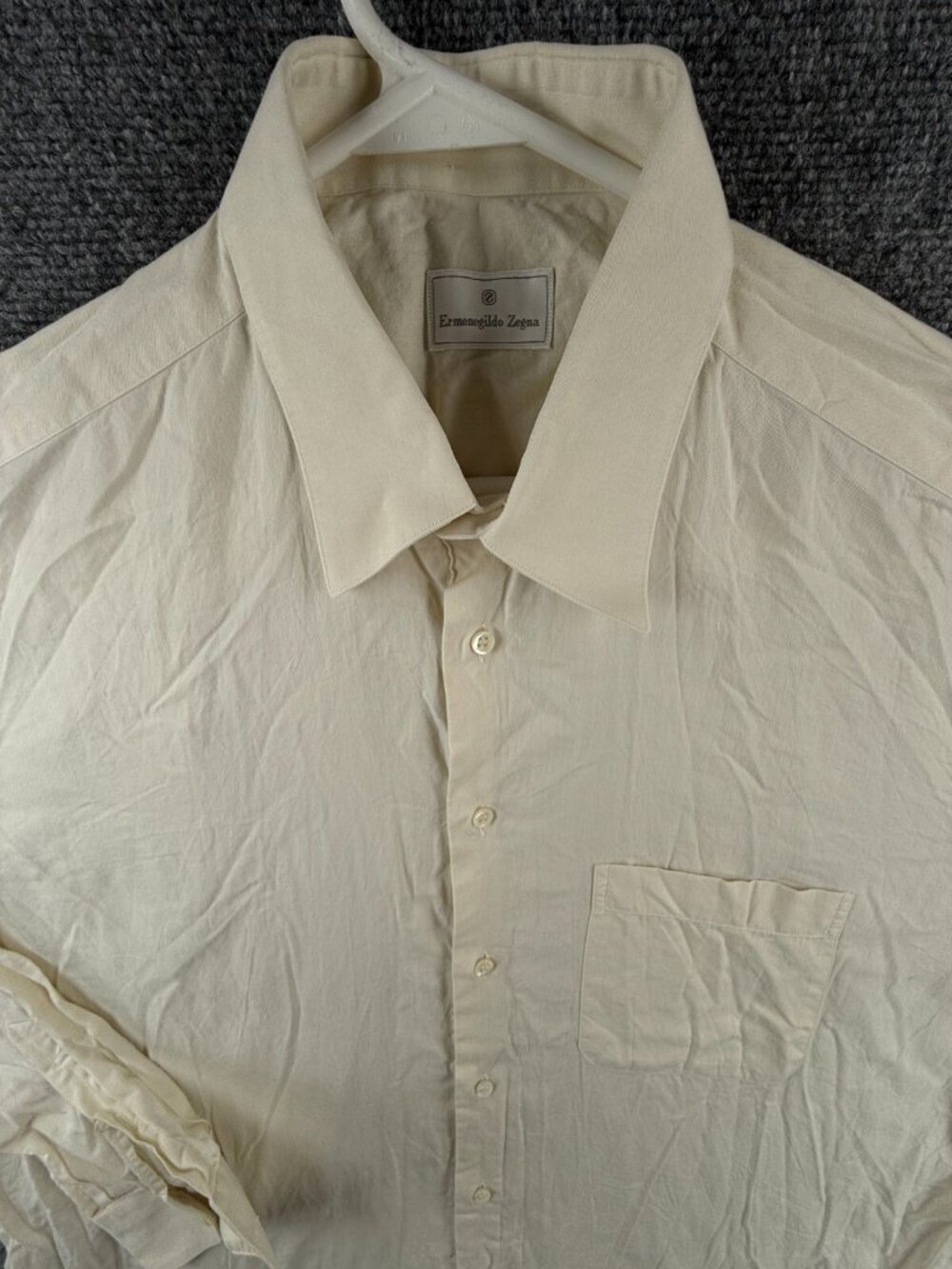 Ermenegildo Zegna Long Sleeve Size 17 Button Up Shirt Men Yellow Cotton Woven